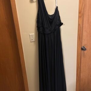 David's Bridal One Shoulder Black Bridesmaid Dress
